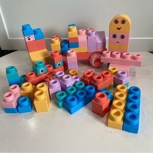 65 piece Pastel Mega Bloks Building Block Set – Multicolor Creative Toy